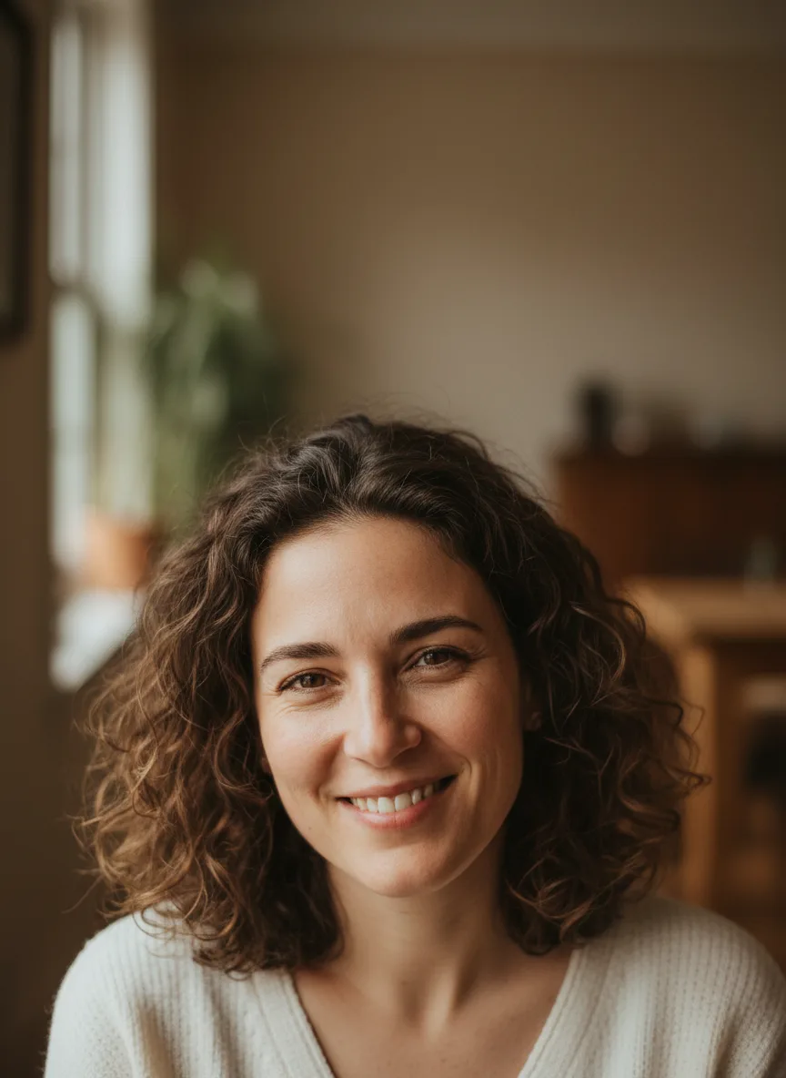 A realistic portrait of a smiling woman made with Nano Banana Pro