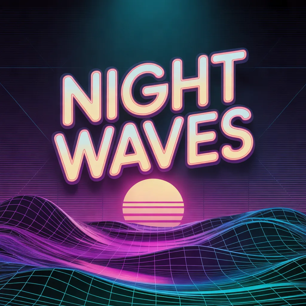 Concert poster with the title 'NIGHT WAVES' in large retro typography