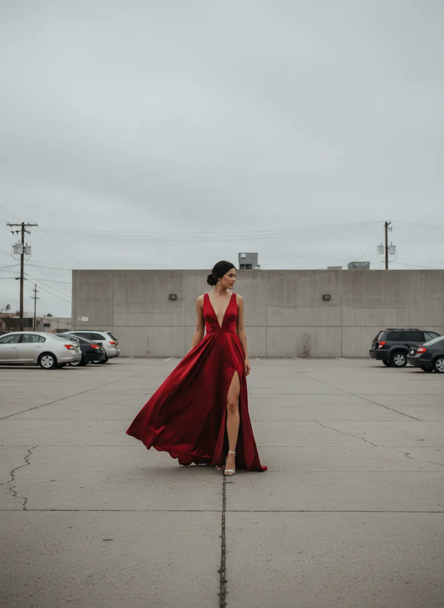 Before: woman in a parking lot
