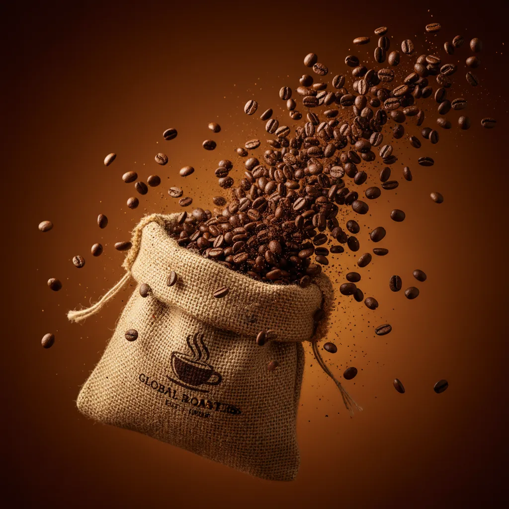 Coffee beans burst
